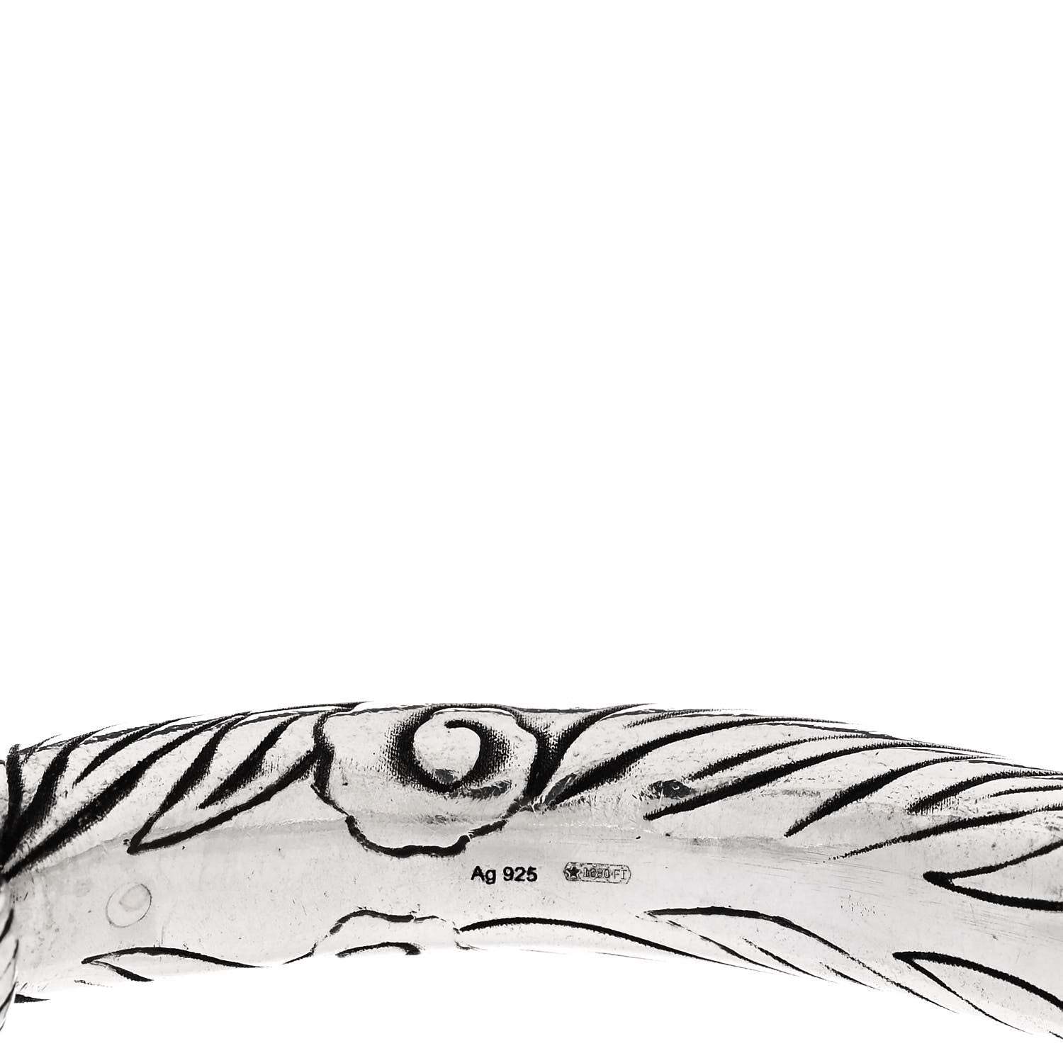Gucci Sterling Silver Anger Forest Wolf Cuff Bracelet 6 of 7