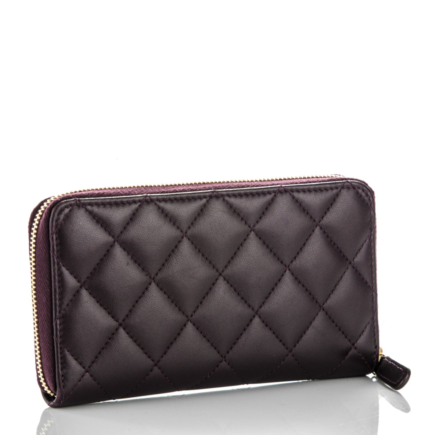 Chanel Lambskin Quilted Small Zip Around Wallet Purple 3 of 8