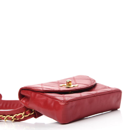 Chanel Calfskin Quilted Flap Waist Belt Bag Red 4 of 12