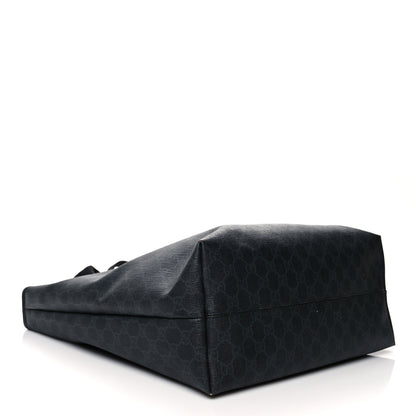 Gucci GG Supreme Monogram Web Handle Vertical Tote Black Grey 4 of 14