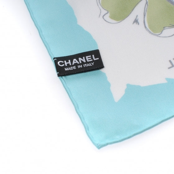 Silk CC Camellia Clover Heart Scarf