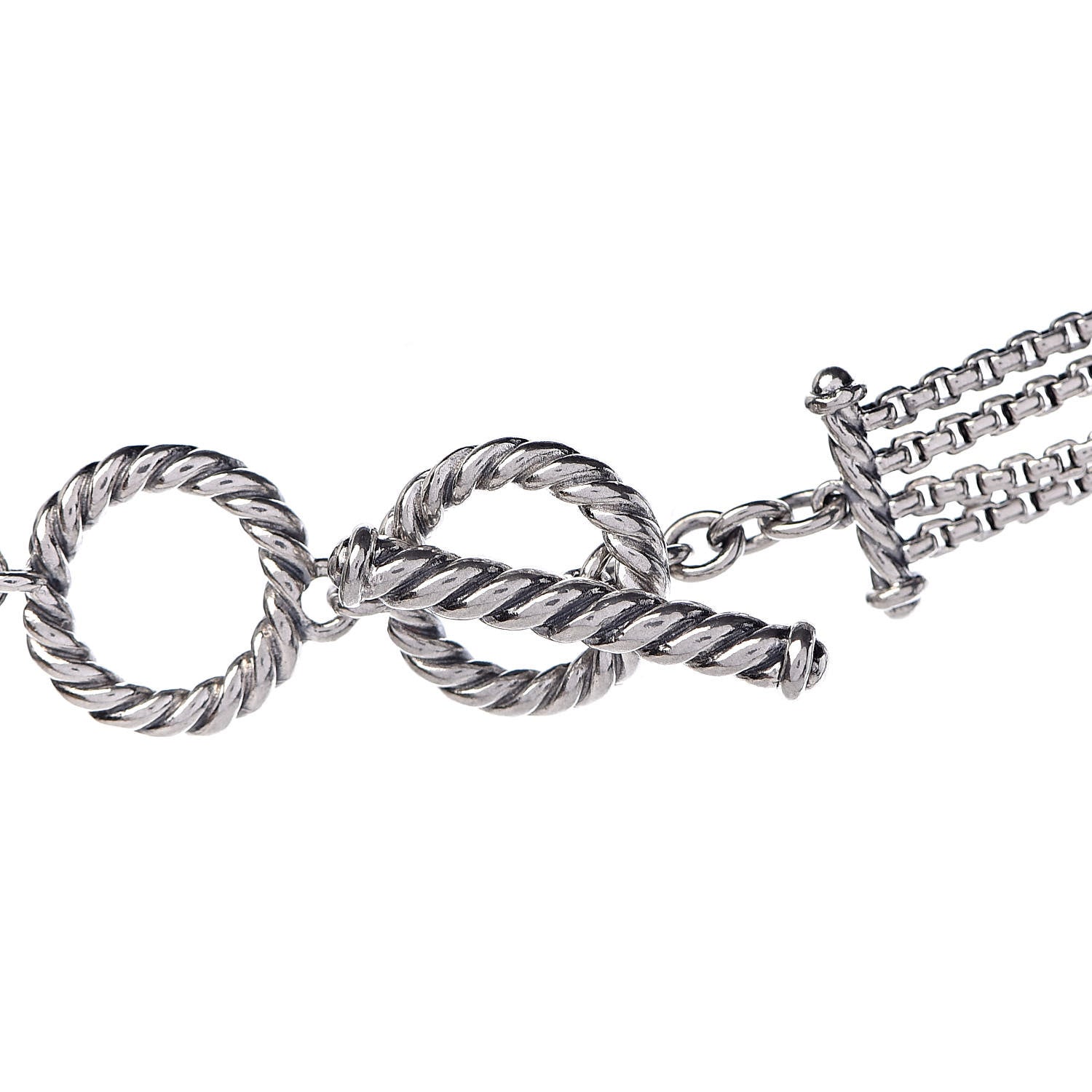 David Yurman Sterling Silver Diamond Multi Strand Starburst Station Necklace 5 of 6