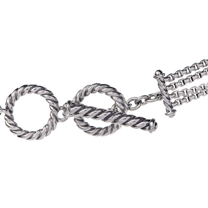 David Yurman Sterling Silver Diamond Multi Strand Starburst Station Necklace 5 of 6