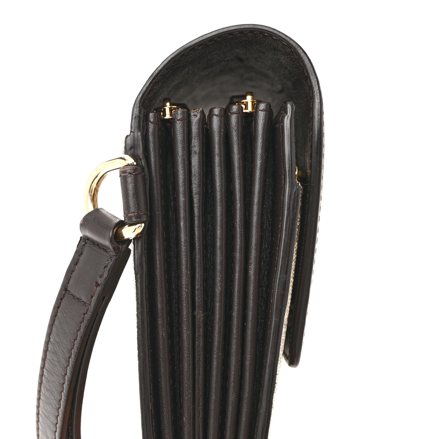 Calfskin GG Supreme Monogram Wristlet Clutch Wallet Dark Brown