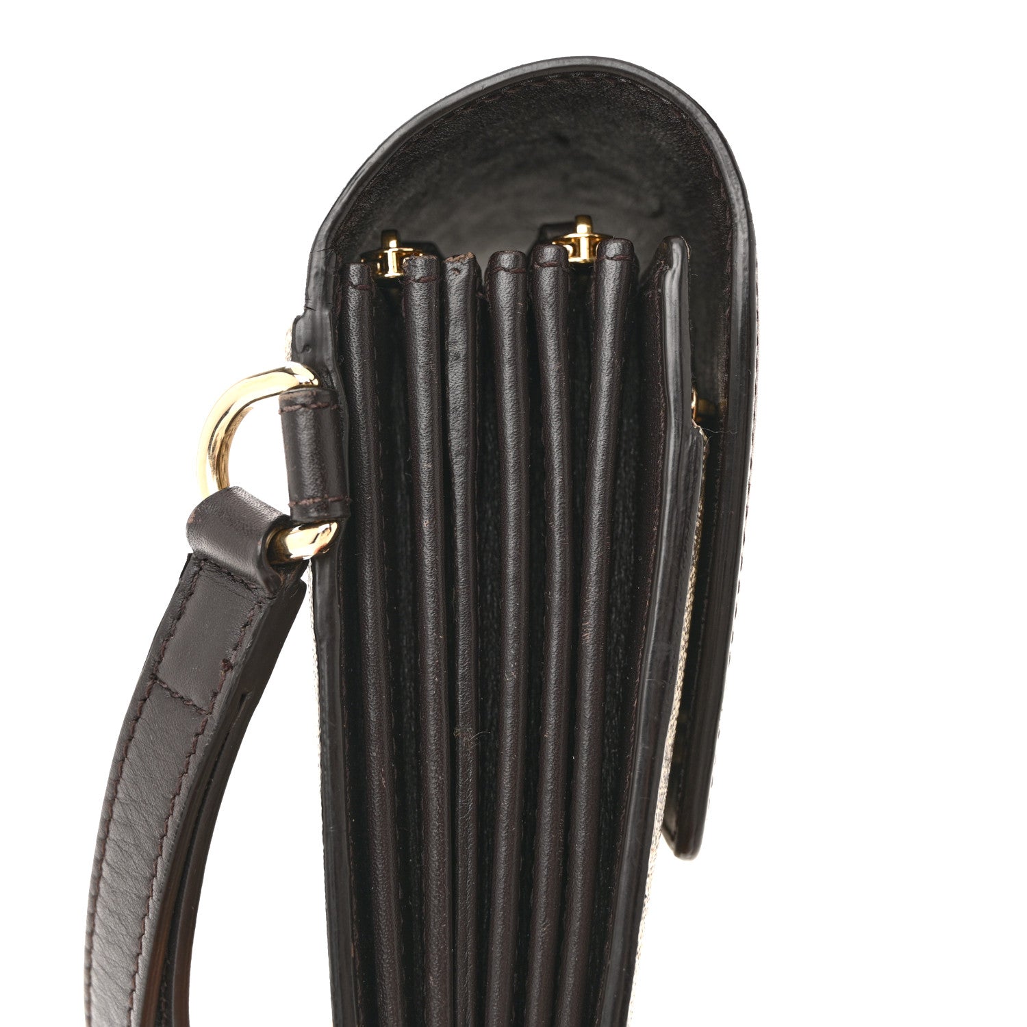 Gucci Calfskin GG Supreme Monogram Wristlet Clutch Wallet Dark Brown 7 of 9