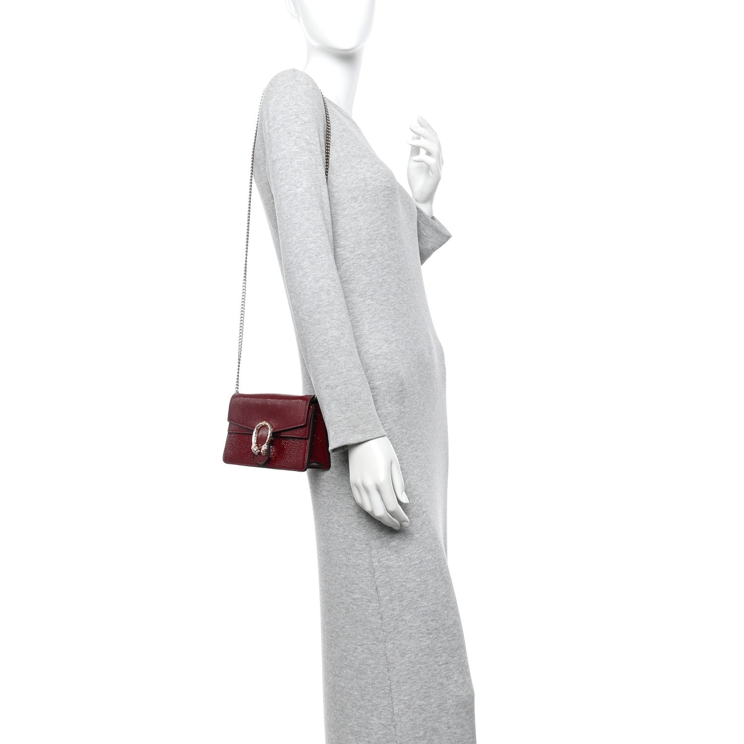 Gucci Crinkled Patent Mini Dionysus Shoulder Bag Rosso Ancora Red 2 of 9