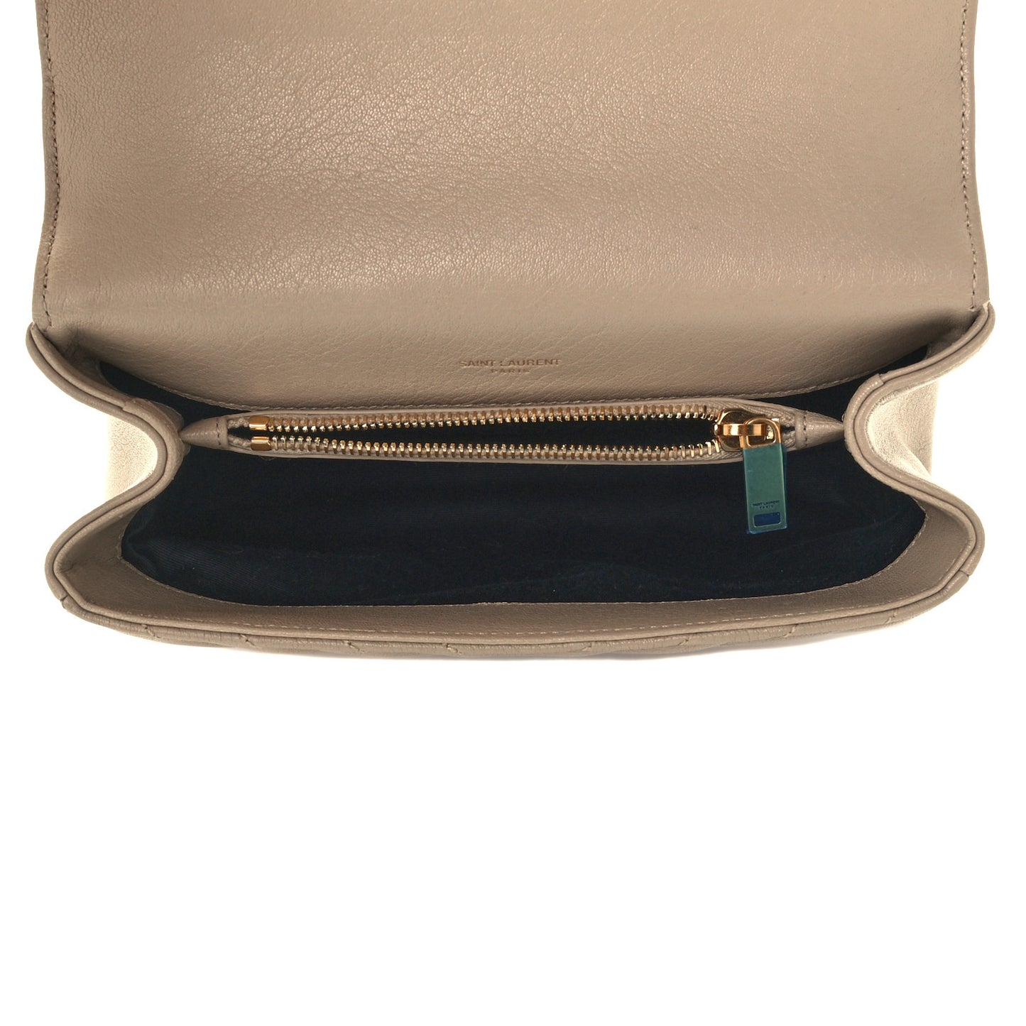 Sheepskin Matelasse Chevron Monogram Medium College Bag Dark Beige