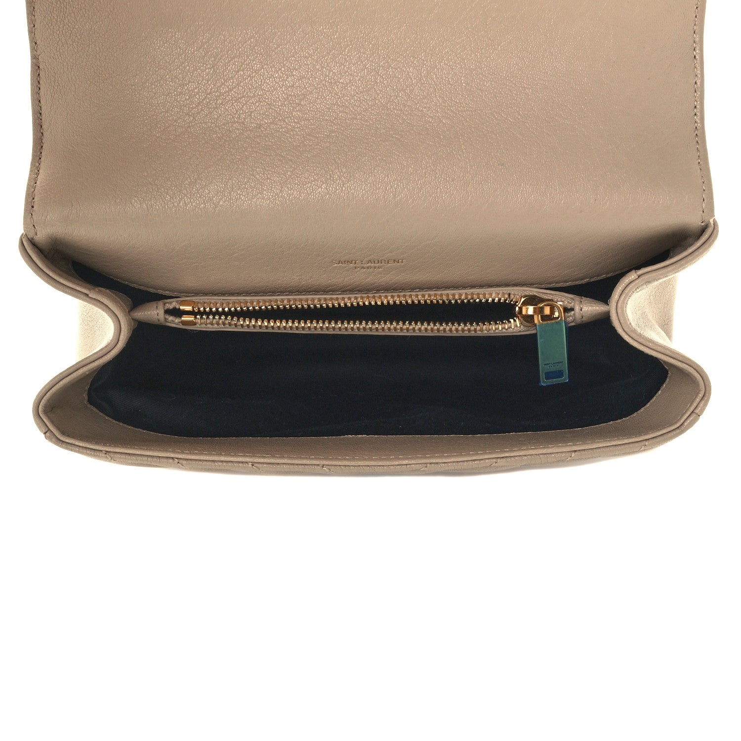 Saint Laurent Sheepskin Matelasse Chevron Monogram Medium College Bag Dark Beige 5 of 11
