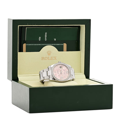 Rolex Stainless Steel Diamond 36mm Oyster Perpetual Datejust Watch Pink Flowers 116244 5 of 5