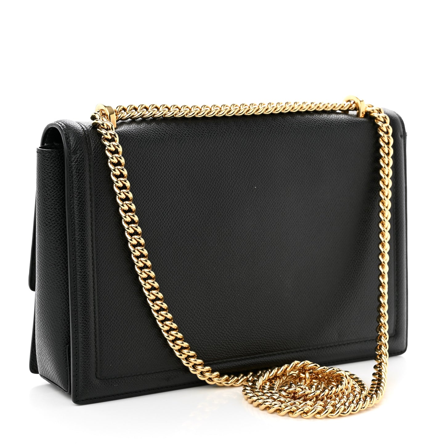 Hammered Calfskin Vara Bow Chain Flap Crossbody Black