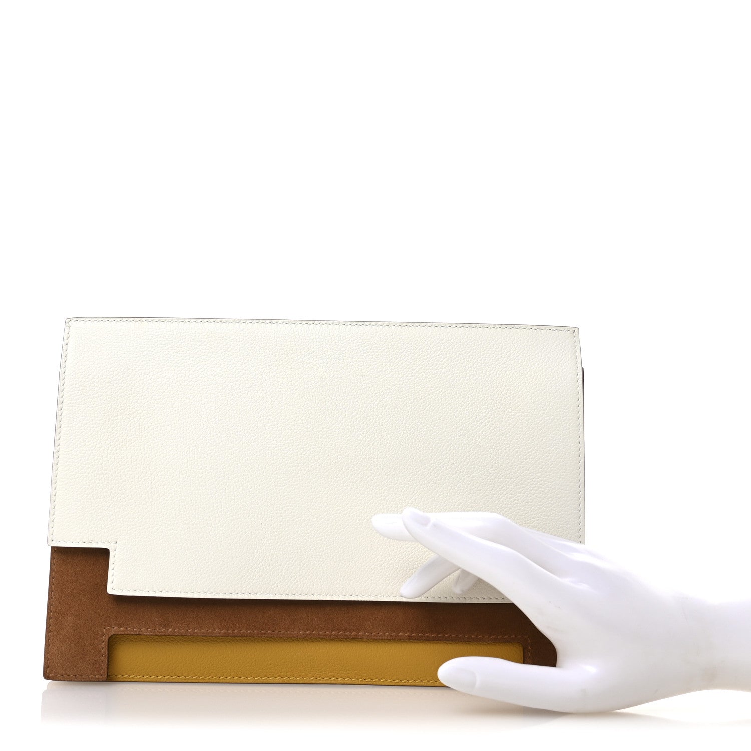 Hermes Evercolor Veau Grizzly Multiplis Clutch Beton Sesame Jaune Ambre 2 of 7