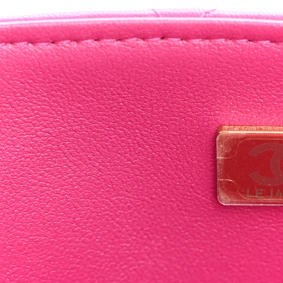 Lambskin Quilted Mini Top Handle Rectangular Flap Dark Pink