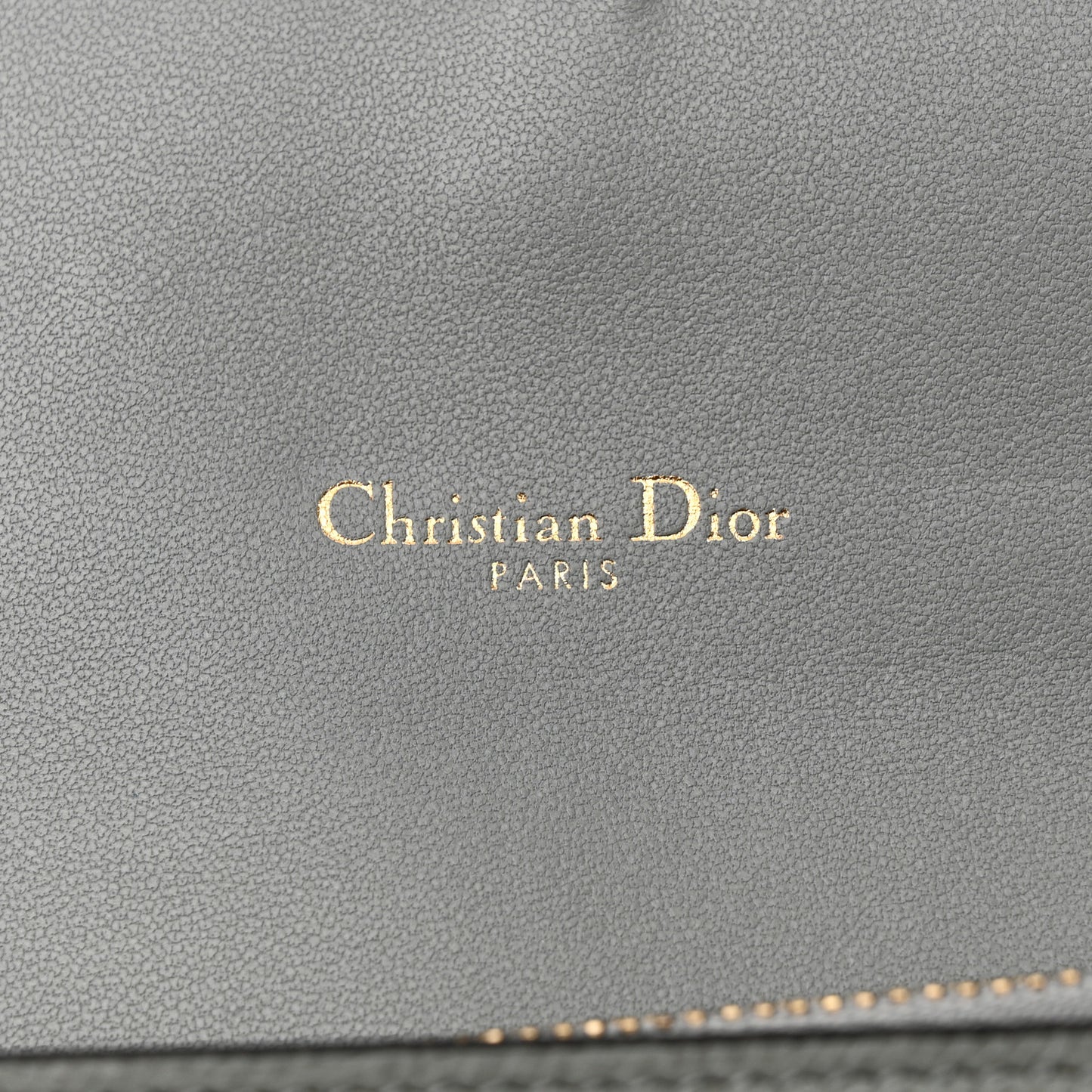 Grained Calfskin Saddle Chain Wallet Pouch Grey Stone