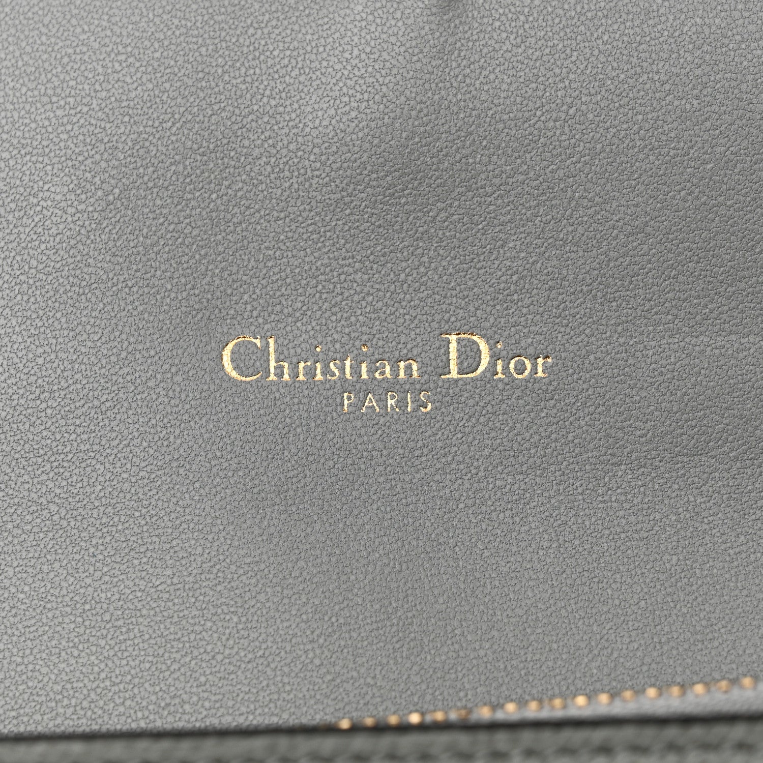 Christian Dior Grained Calfskin Saddle Chain Wallet Pouch Grey Stone 7 of 15