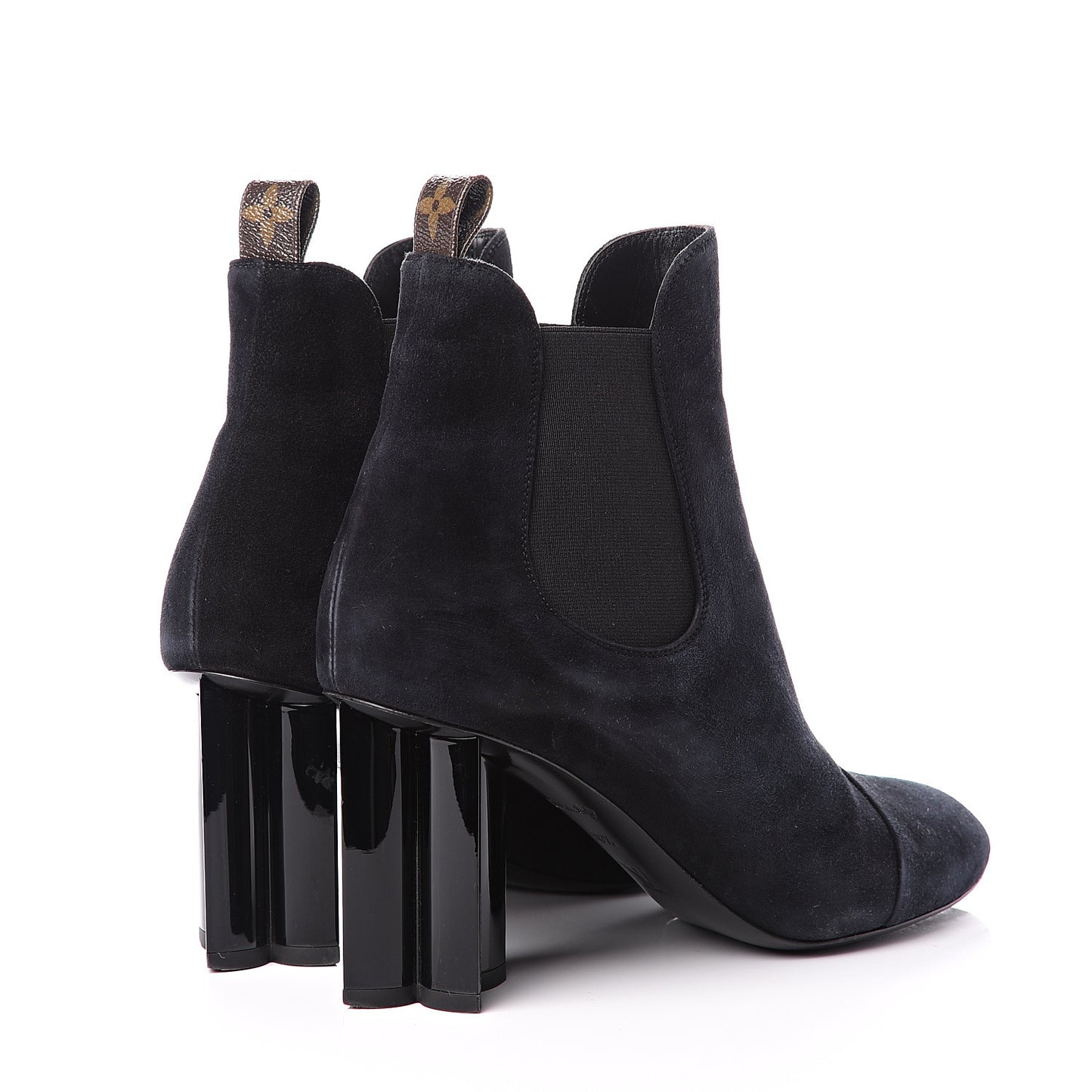 Suede Monogram Uniformes Cap Toe Chelsea 80mm Ankle Boots 38.5 Black