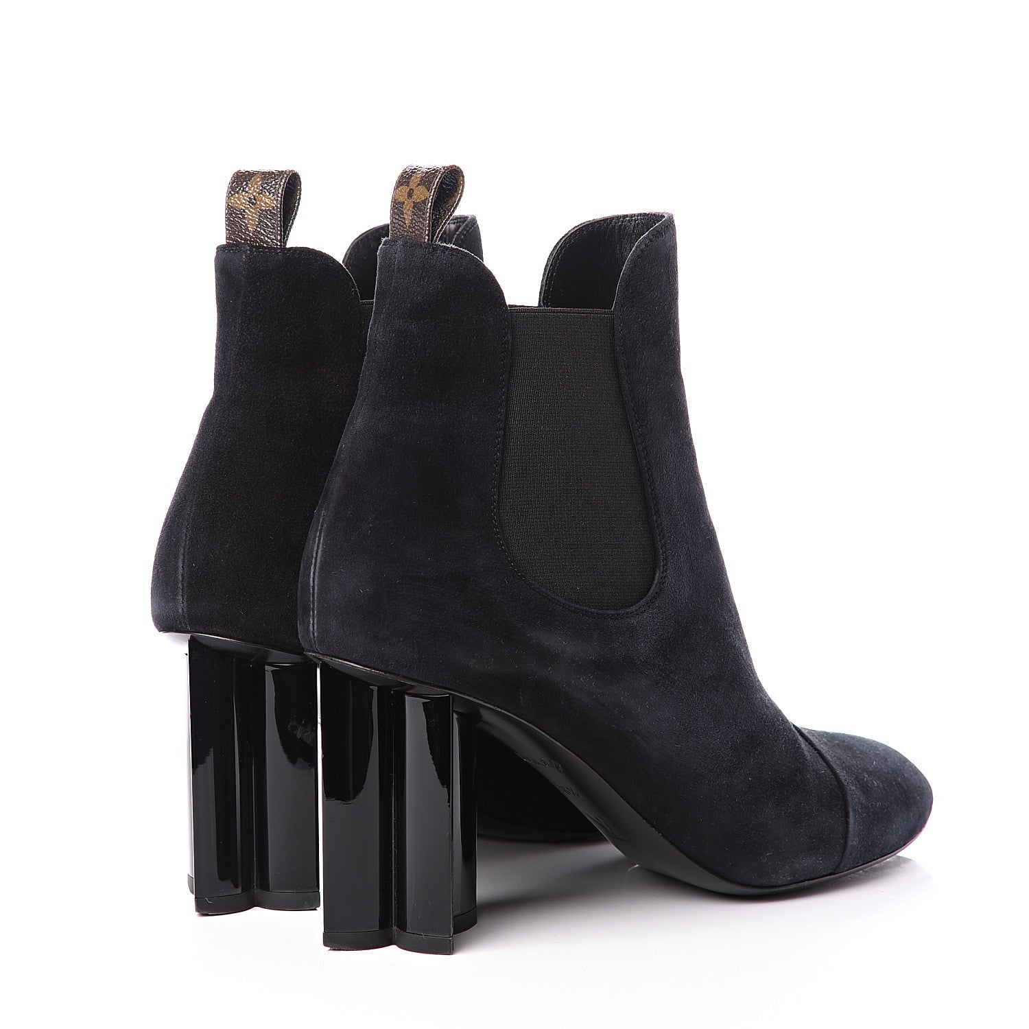 Louis Vuitton Suede Monogram Uniformes Cap Toe Chelsea 80mm Ankle Boots 38.5 Black 4 of 9
