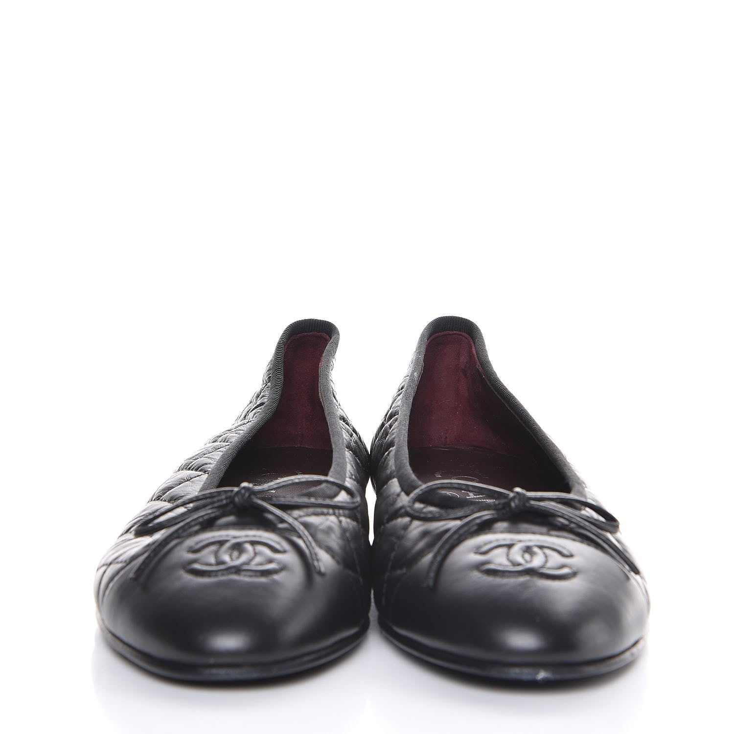 Chanel Aged Calfskin Quilted CC Cap Toe Ballerina Flats 38 Black 2 of 12