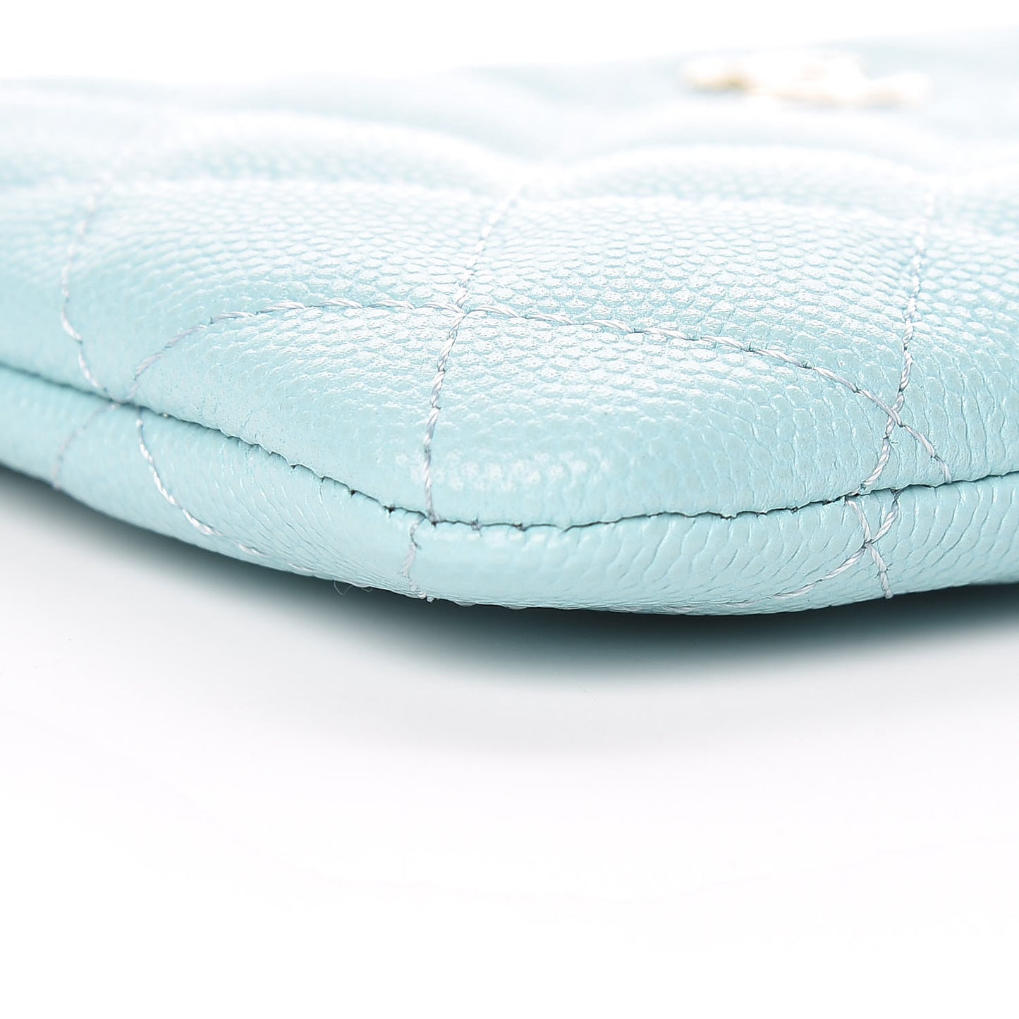 Caviar Quilted Small Cosmetic Case Light Blue