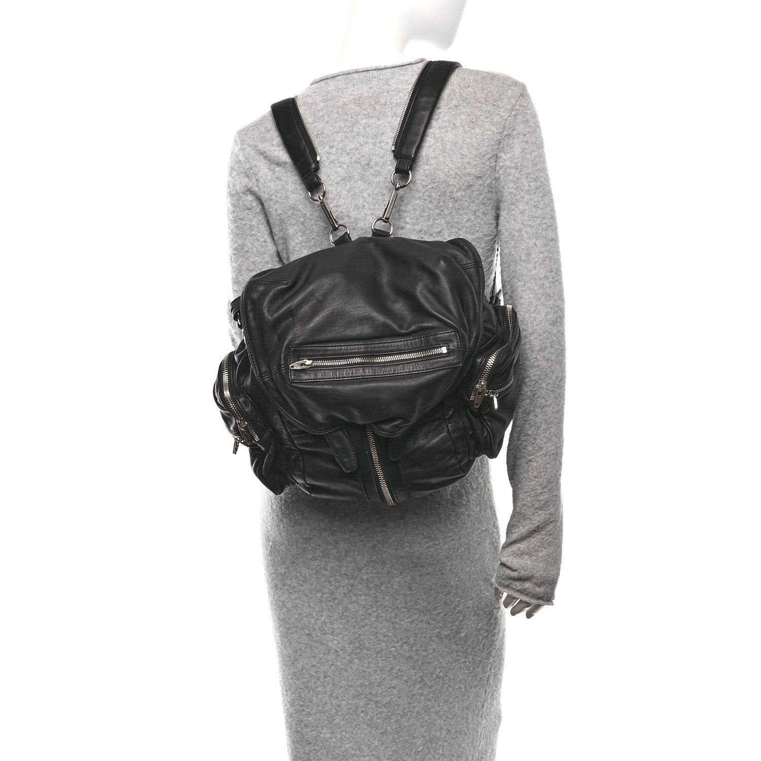 Alexander Wang Lambskin Marti Backpack Bag Washed Black Rhodium Hardware 4 of 13