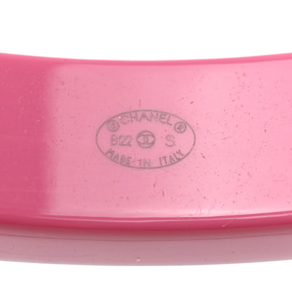 Chanel Resin Logo Bangle Bracelet Pink Black 5 of 5