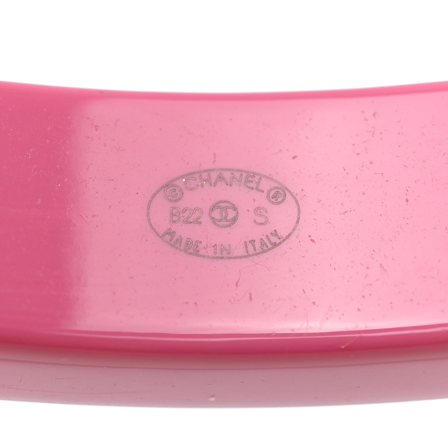 Chanel Resin Logo Bangle Bracelet Pink Black 5 of 5
