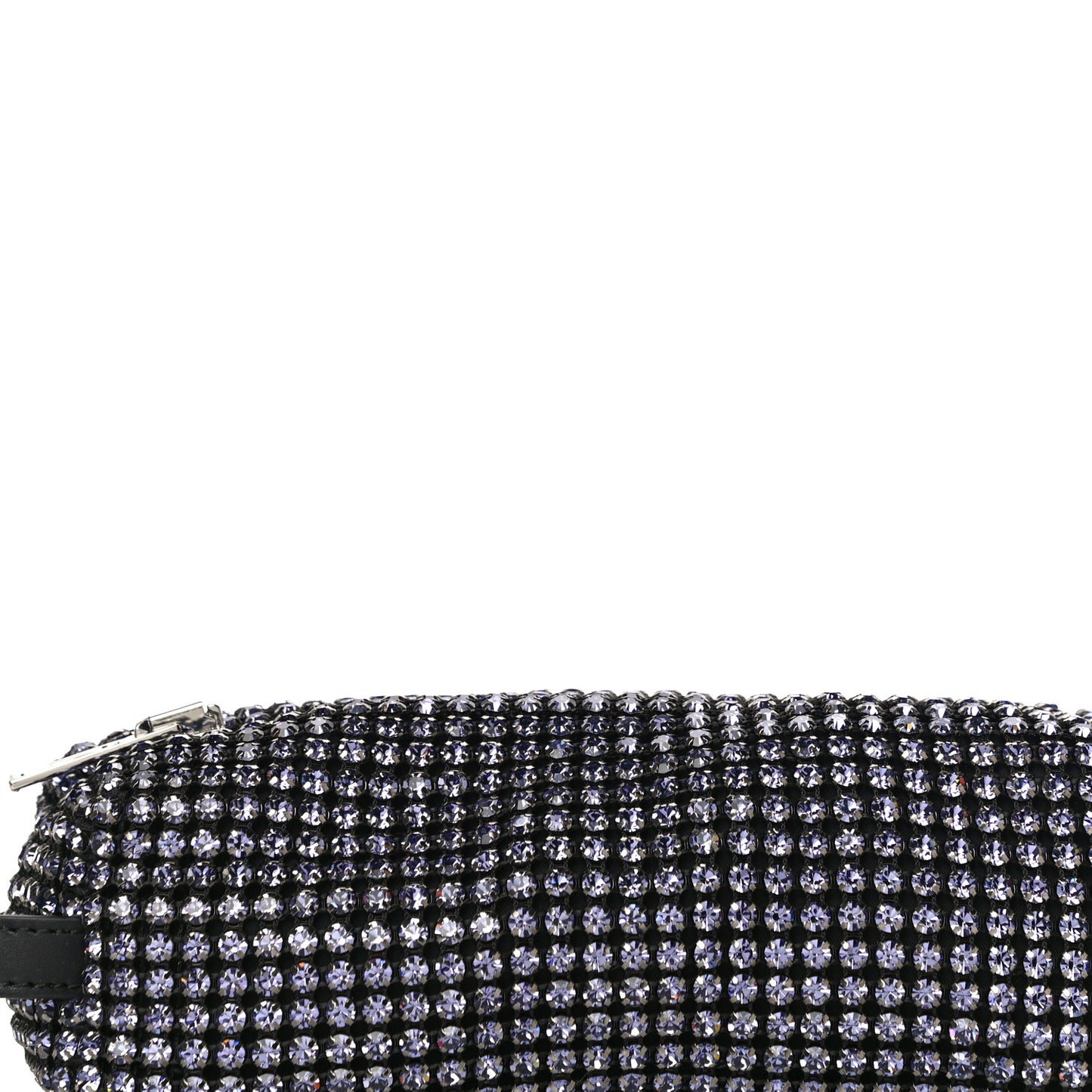 Mesh Crystal Rhinestone Pencil Pochette Black Purple
