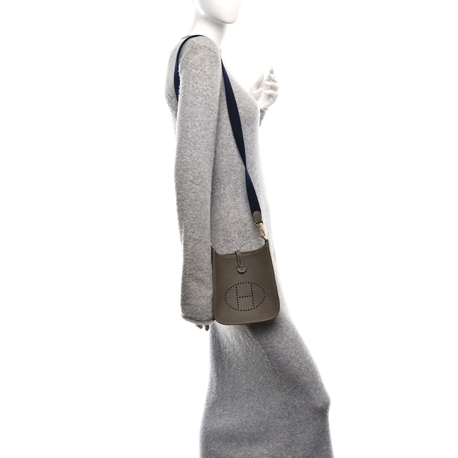 Hermes Taurillon Clemence Amazone Evelyne TPM Etoupe Bleu Indigo 2 of 11