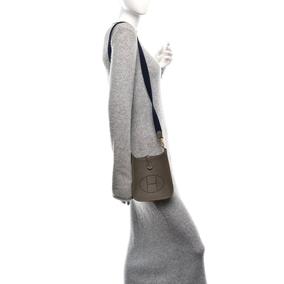 Hermes Taurillon Clemence Amazone Evelyne TPM Etoupe Bleu Indigo 2 of 11