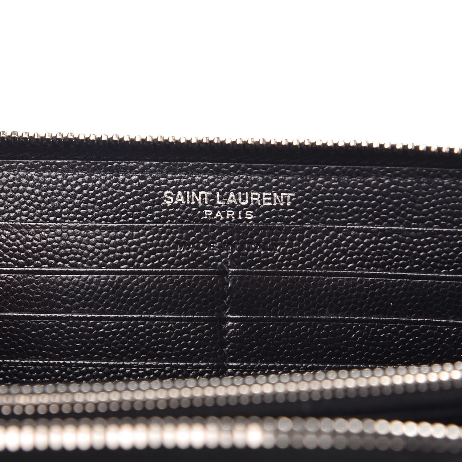 Saint Laurent Grain De Poudre Matelasse Chevron Monogram Zip Around Wallet Black 6 of 7