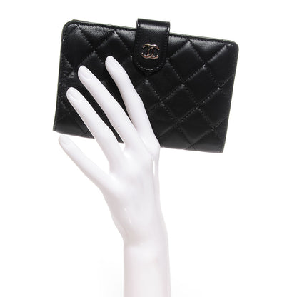 Chanel Lambskin Quilted Large Zip Pocket Wallet Black 2 of 10
