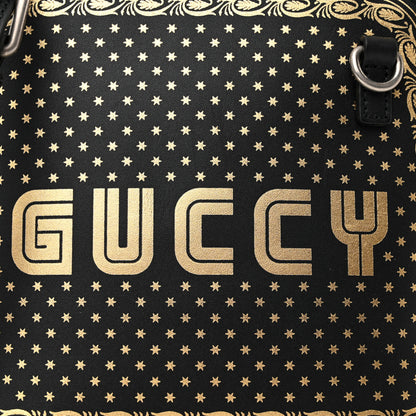 Gucci X SEGA Calfskin GUCCY Stars Mini Dome Shoulder Bag Black Gold 8 of 14