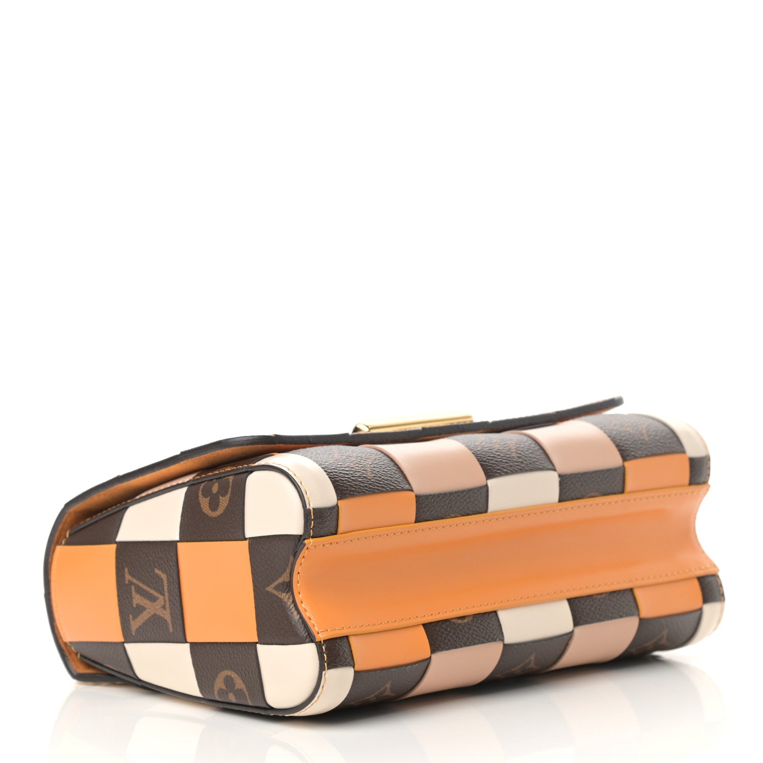 Louis Vuitton Calfskin Monogram Check Twist MM Beige White Orange 3 of 10