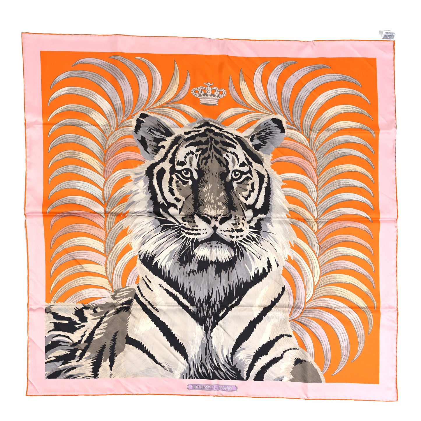 Silk Tiger Royal Double Face Scarf 90 Orange Rose Anthracite