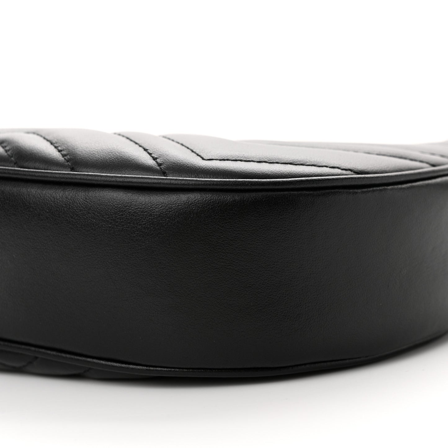 Calfskin Matelasse Chevron Mini GG Marmont Half Moon Hobo Black
