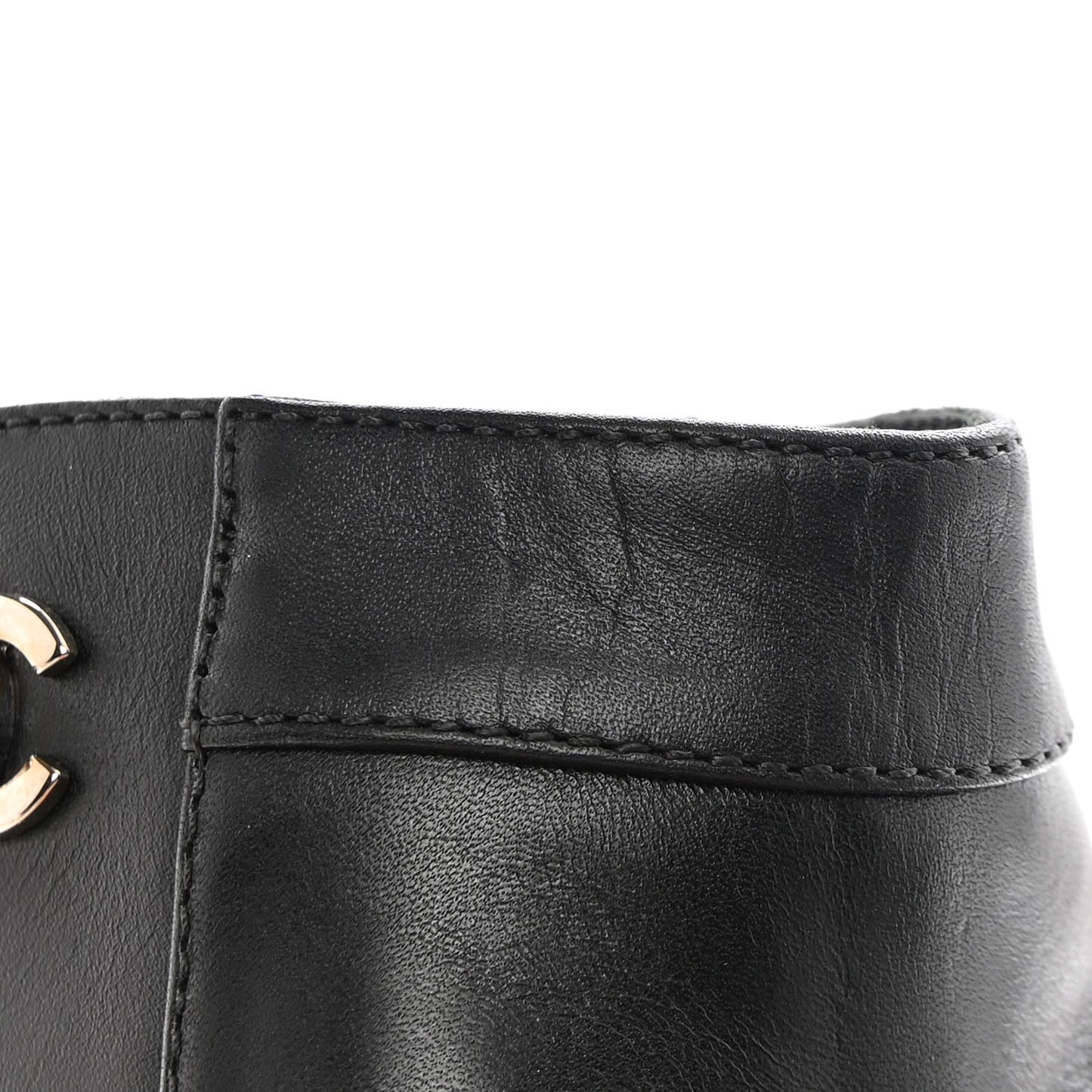 Calfskin CC Turnlock Ankle Boots 38 Black