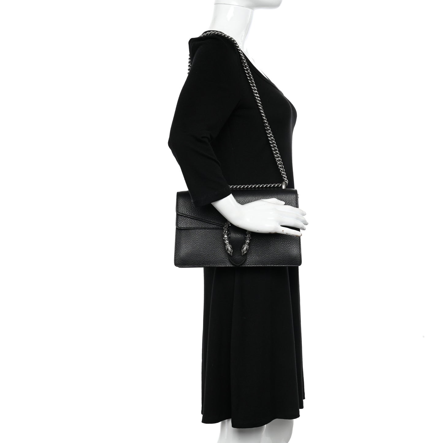 Pebbled Calfskin Small Dionysus Shoulder Bag Black