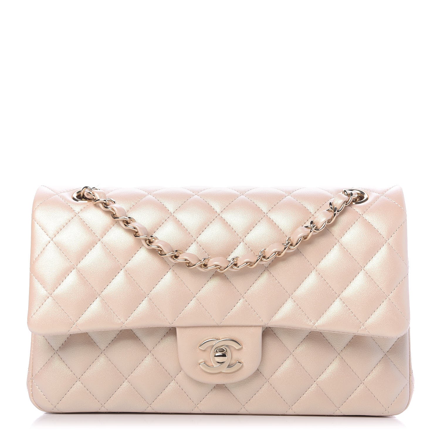 Chanel Iridescent Calfskin Quilted Medium Double Flap Beige 1 of 12