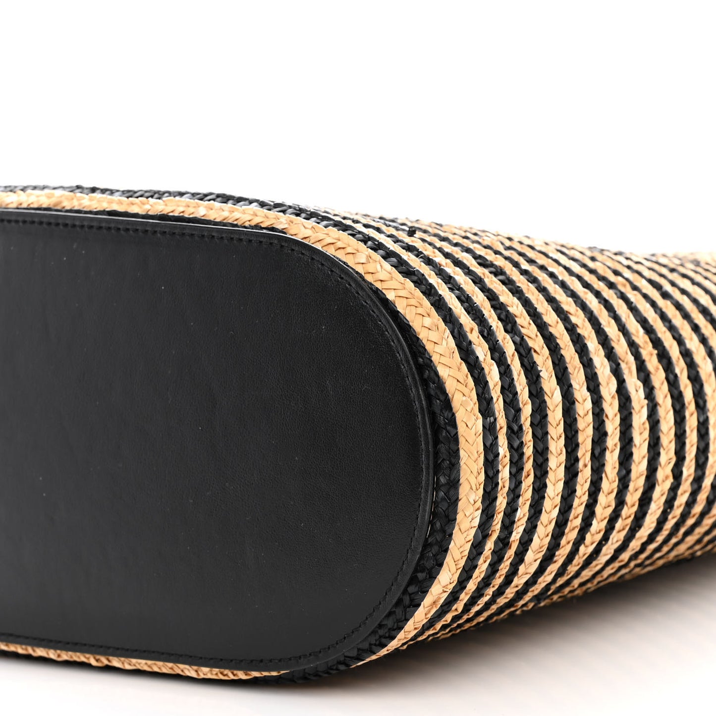 Calfskin Raffia Large Shopping Tote Naturale Black