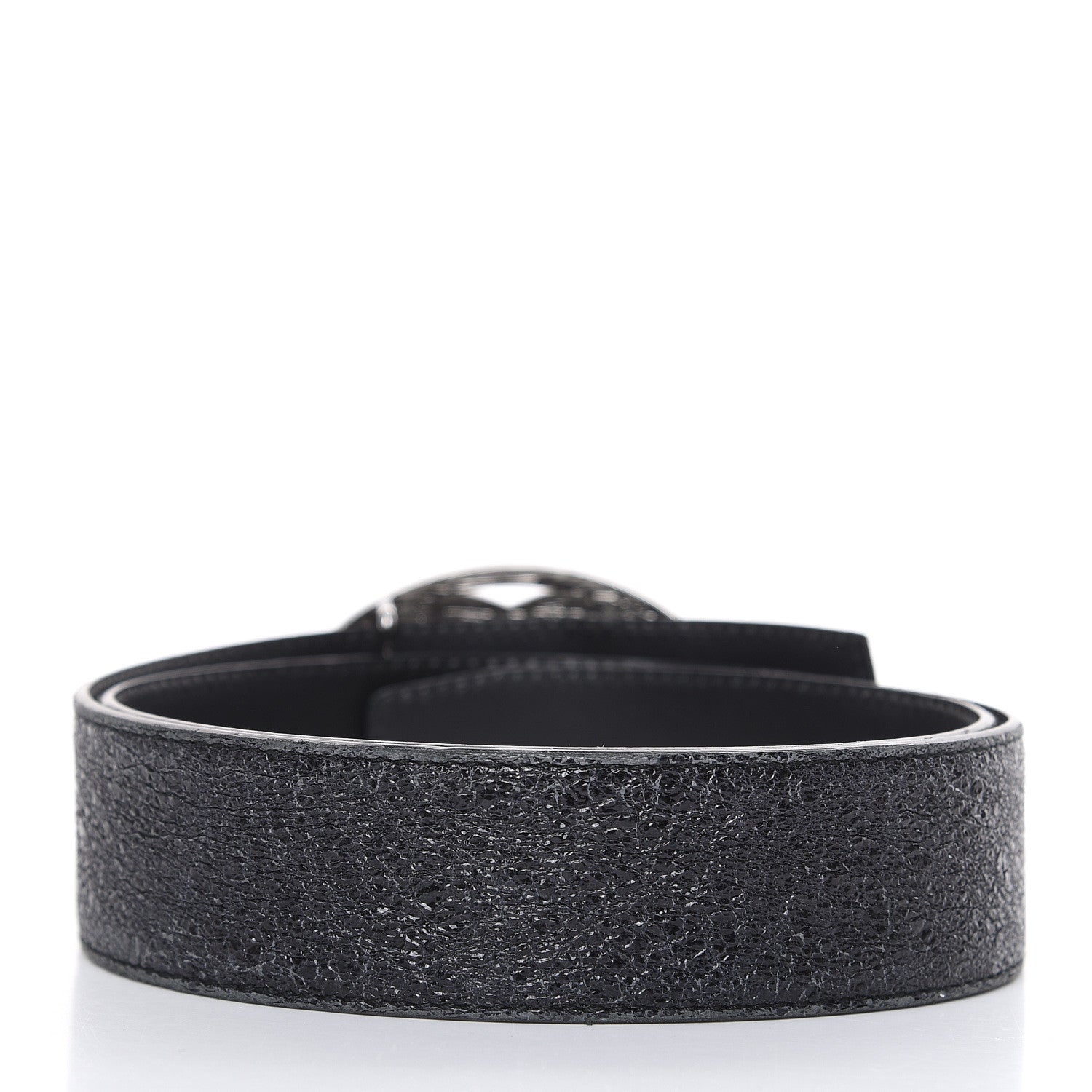 Chanel Metallic Crackled Calfskin CC Belt 80 32 Black 3 of 6