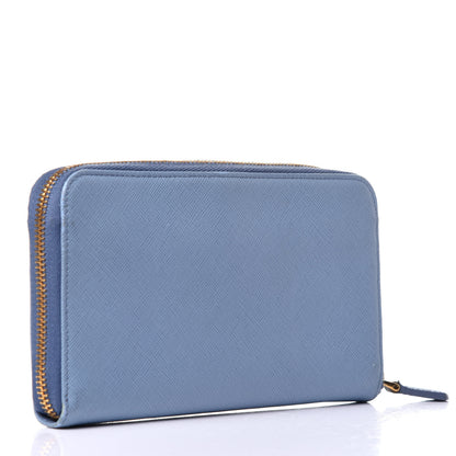 Prada Saffiano Triangle Zip Around Wallet Astrale 3 of 11
