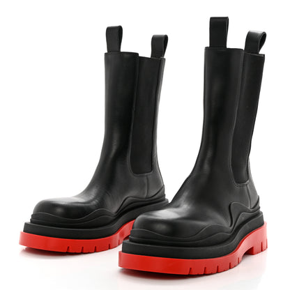 Bottega Veneta Calfskin The Tire Chelsea Boots 39 Black Bright Red 3 of 10