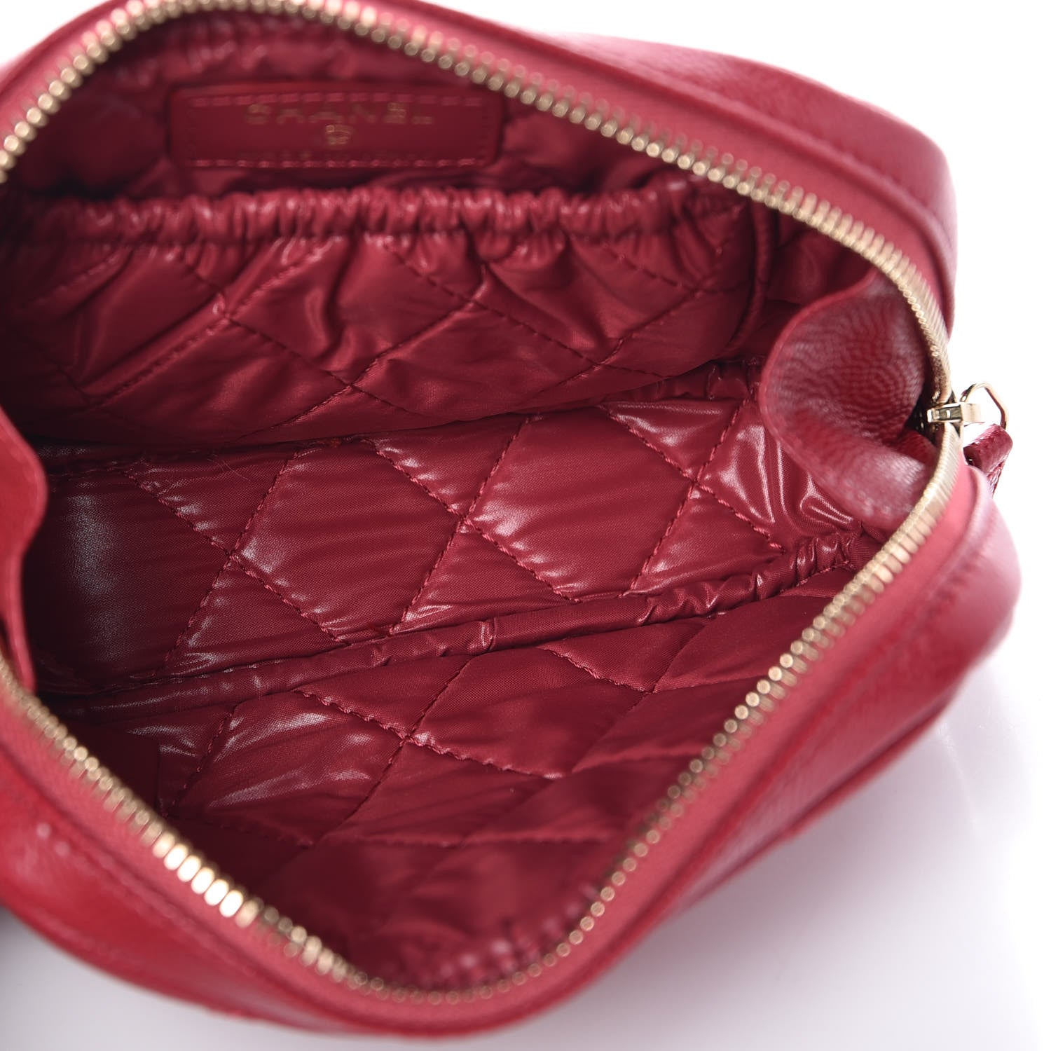 Chanel Caviar Quilted Small Curvy Pouch Cosmetic Case Dark Pink 5 of 8