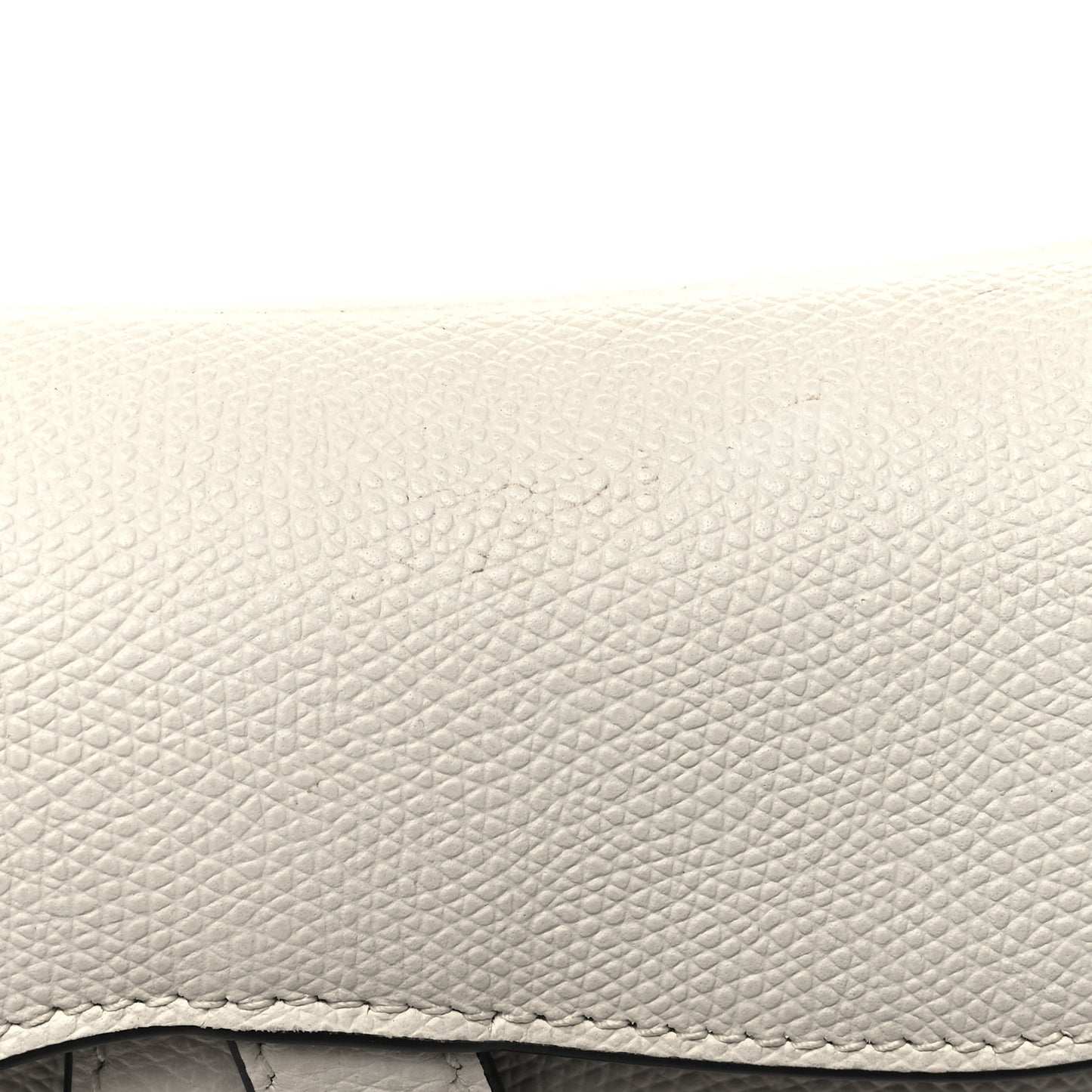 Grained Calfskin Mini Saddle Bag White