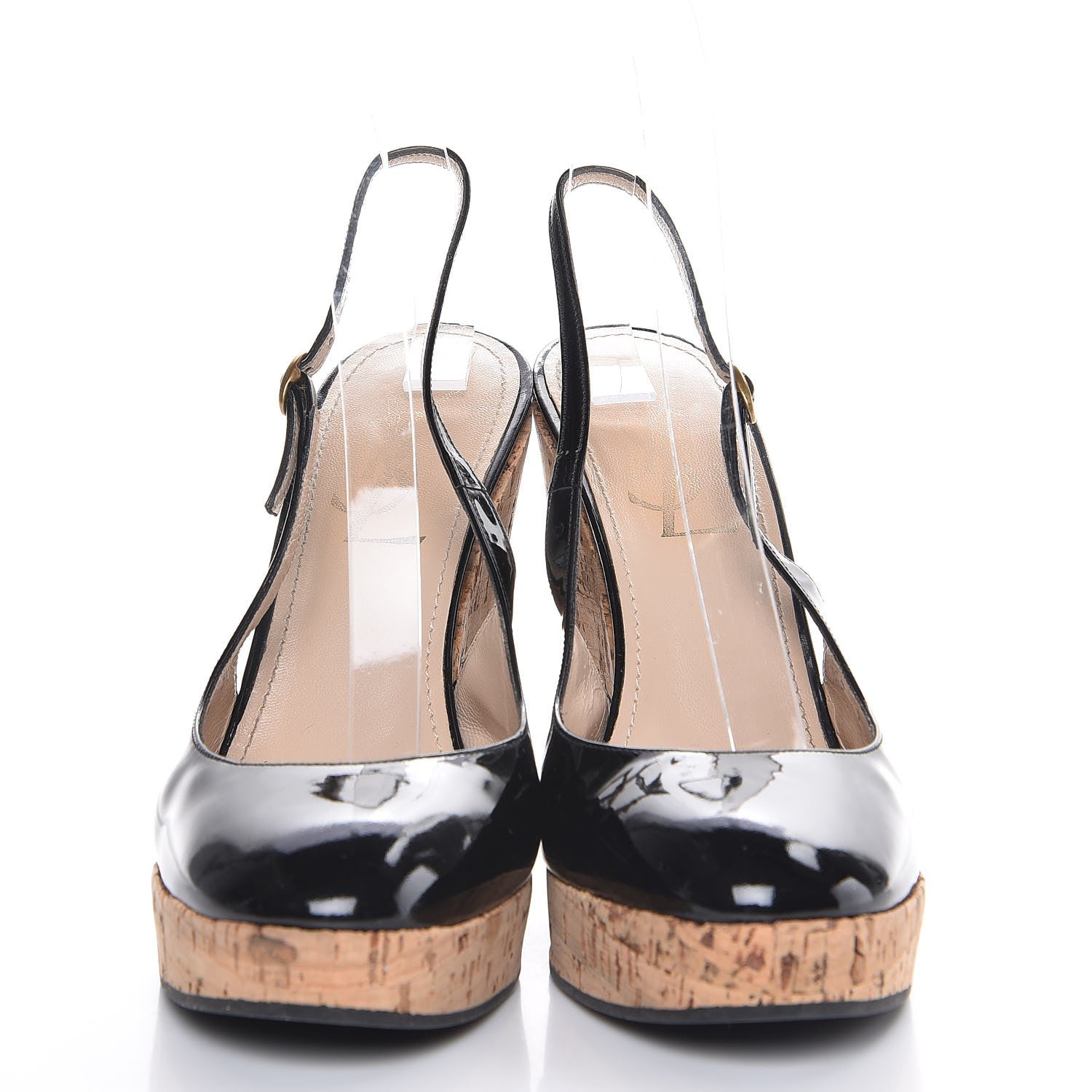Saint Laurent Patent Cork Lili 100 Wedge Sandals 37 Black 2 of 13