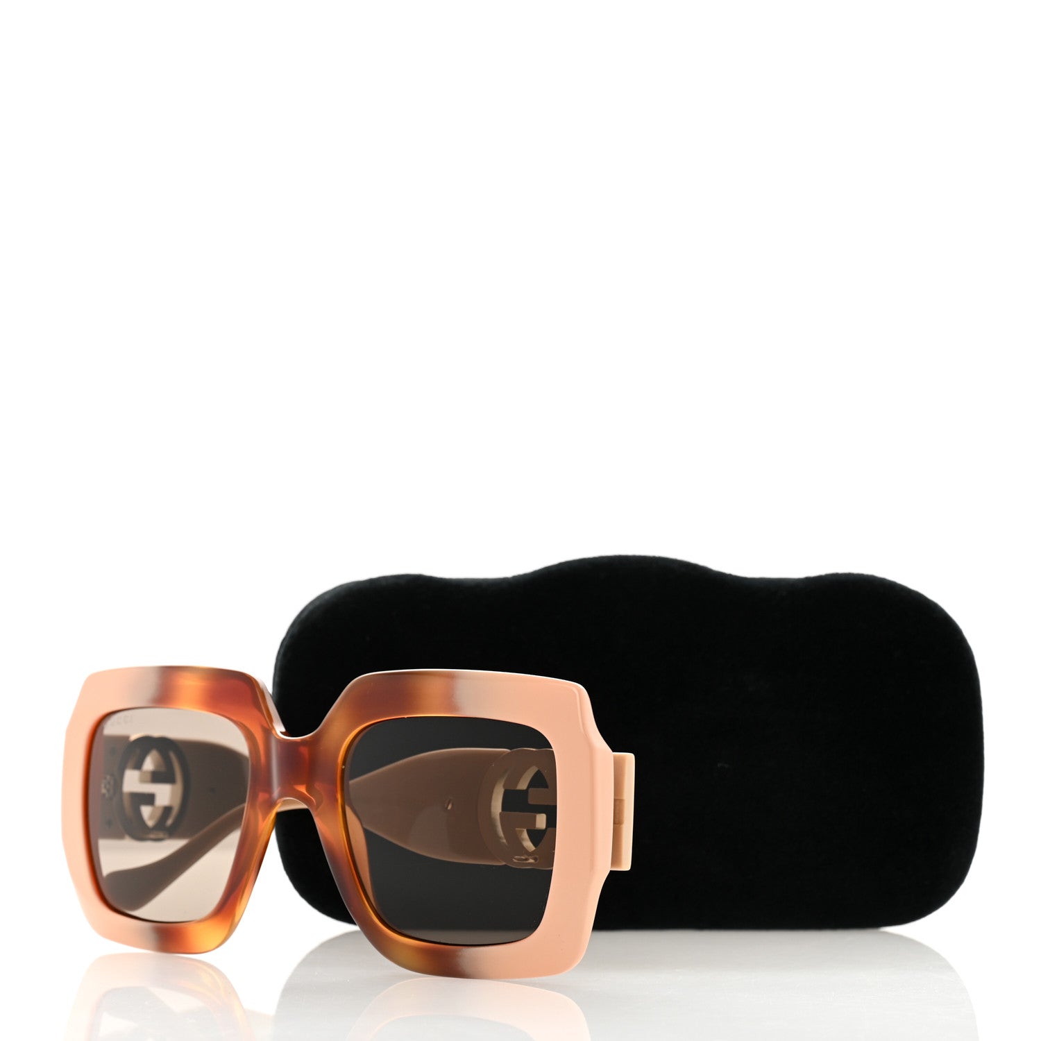 Gucci Acetate Square Frame Chain Sunglasses GG1022S Brown 8 of 8