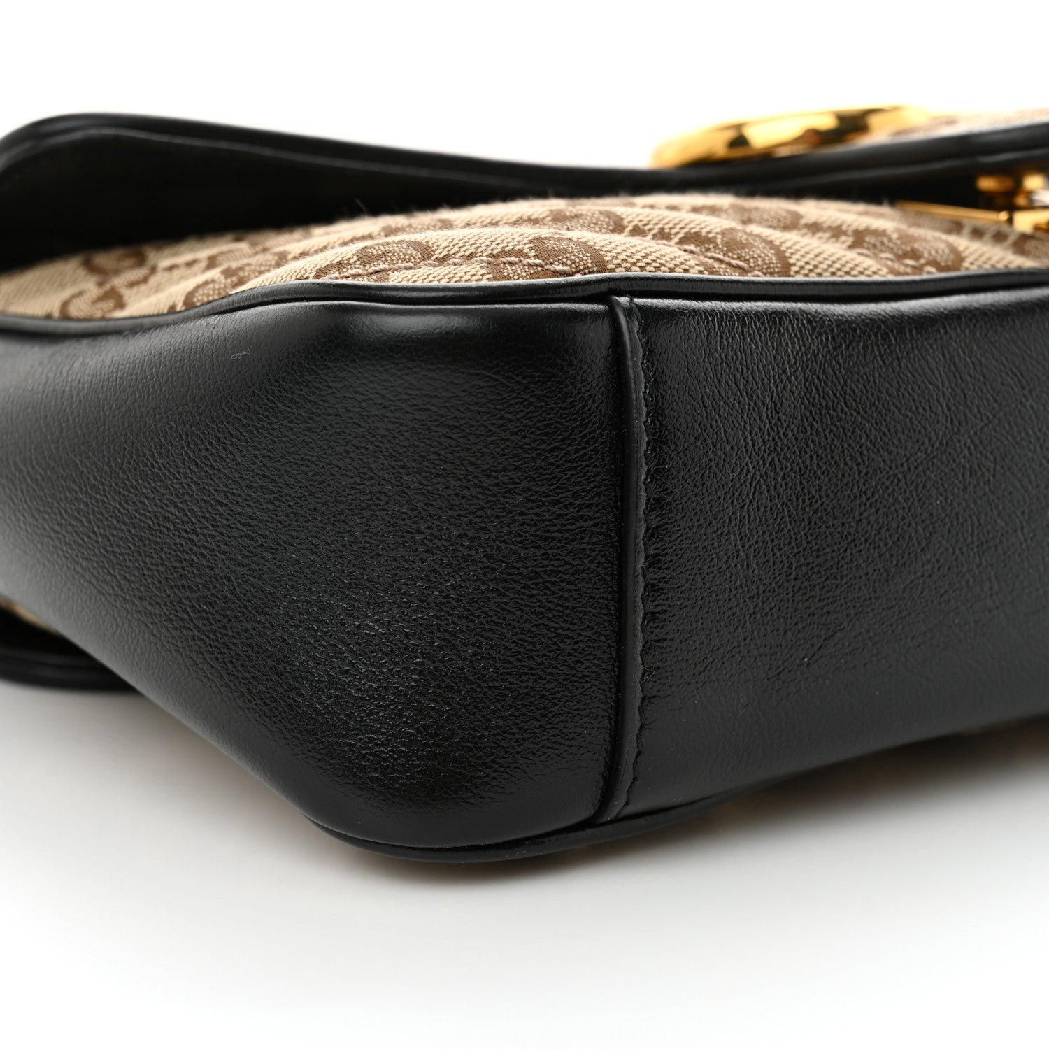 Gucci Monogram Matelasse Diagonal Small GG Marmont Shoulder Bag Beige Black 9 of 11