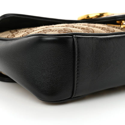 Gucci Monogram Matelasse Diagonal Small GG Marmont Shoulder Bag Beige Black 9 of 11