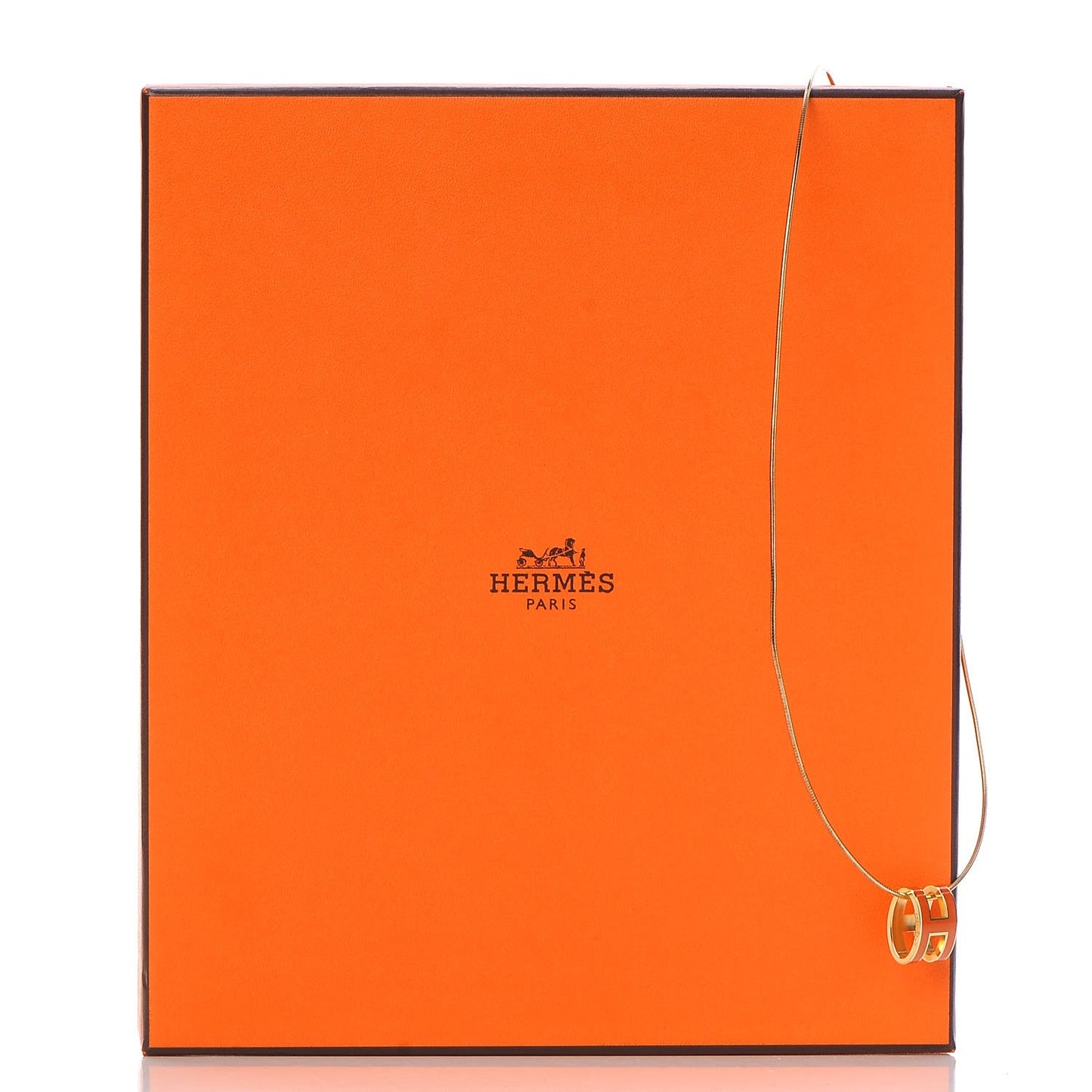 Lacquered Gold Pop H Pendant Necklace Orange