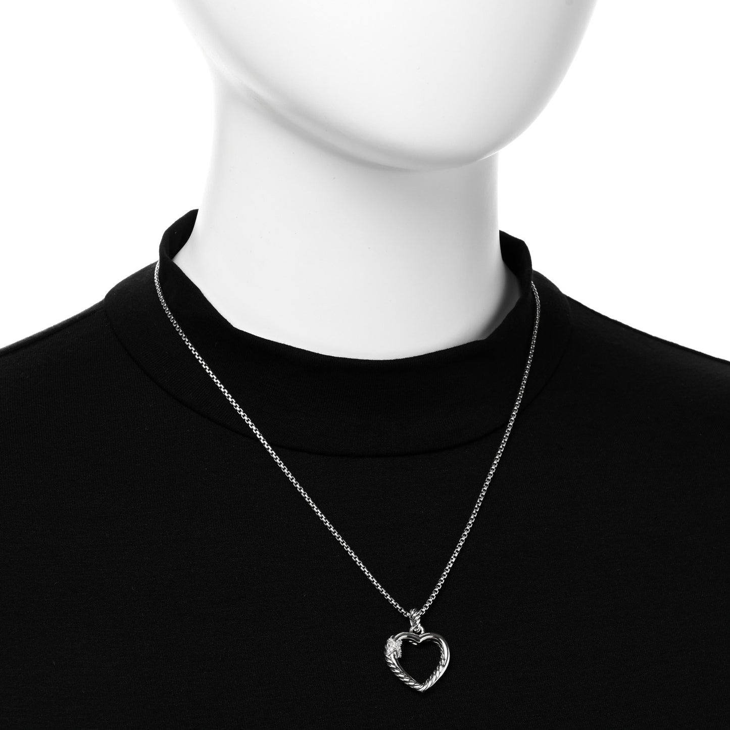 Sterling Silver Diamond Petite X Heart Necklace