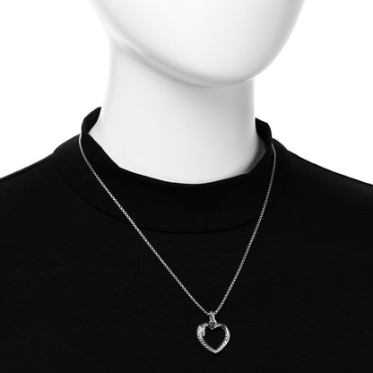 David Yurman Sterling Silver Diamond Petite X Heart Necklace 2 of 4